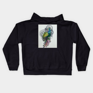 Colored Peacock Zentangle Kids Hoodie